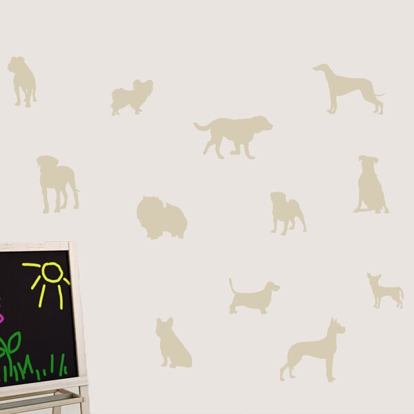 12 different dog poses decals Many Colours DOGS Wall Art Stickers 4 x Sizes 