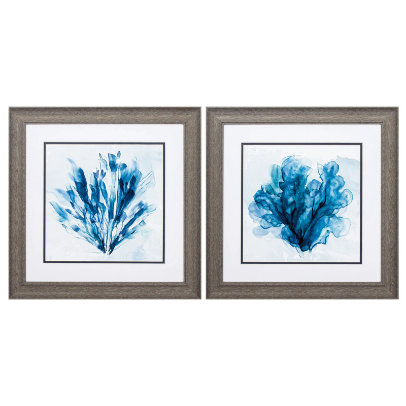 Rosecliff Heights Coastal Coral 2 Piece Picture Frame Painting Print Set On Paper Wayfair