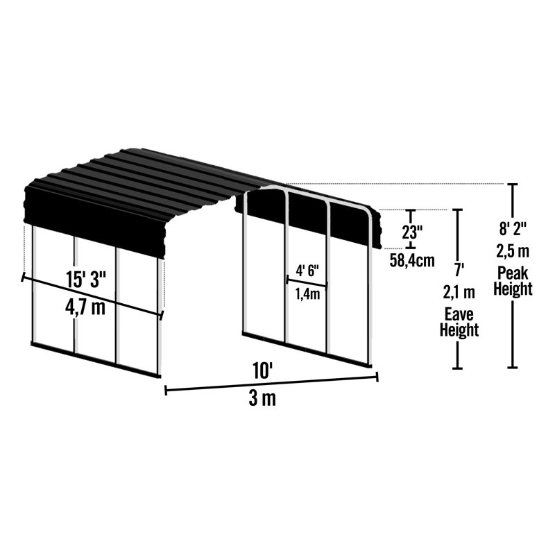 Arrow Steel Carport 10 Ft X 15 Ft Canopy Reviews Wayfair