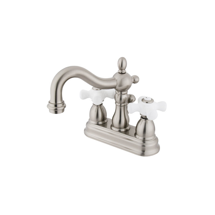 Heritage Centerset Bathroom Faucet With Double Porcelain Cross
