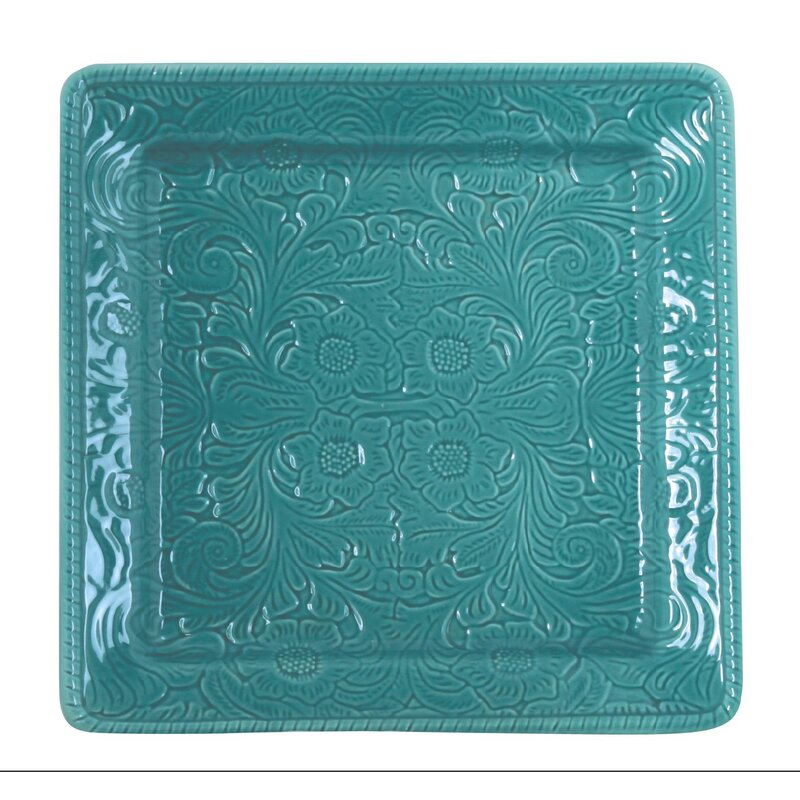 teal serving platters