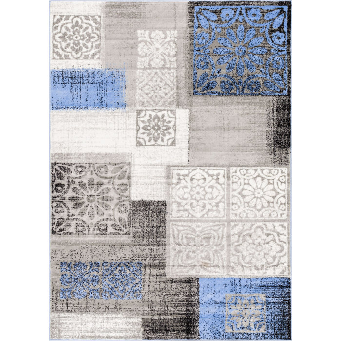 Ash To Modern Blue Indoor Area Rug