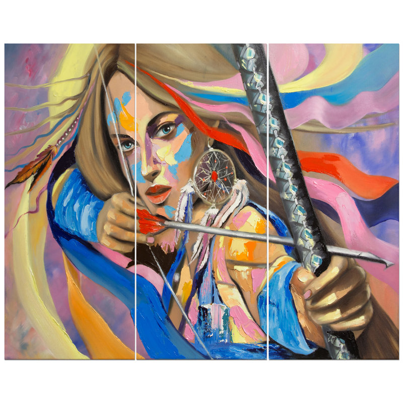 East Urban Home Woman Portrait Dream Catcher Oil Painting Print