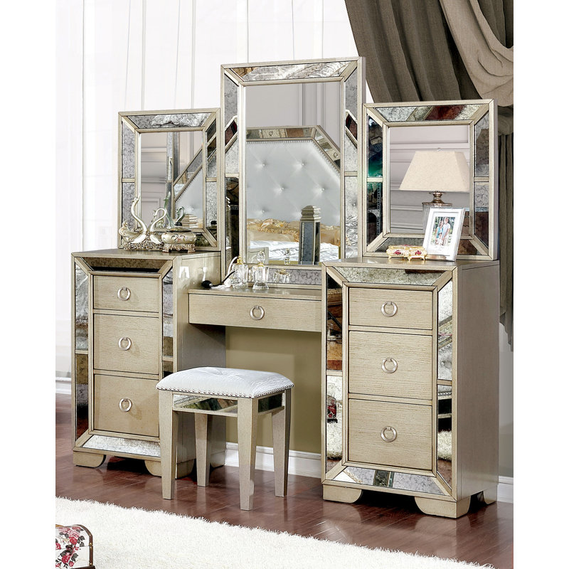 House of Hampton® Huston Vanity Set with Stool and Mirror ...