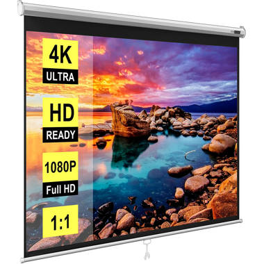 VIVO 80 Projector Screen 80 inch Diagonal 16:9 Projection HD Manual Pull Down Matte White Home Theater VIVO PS-M-080 