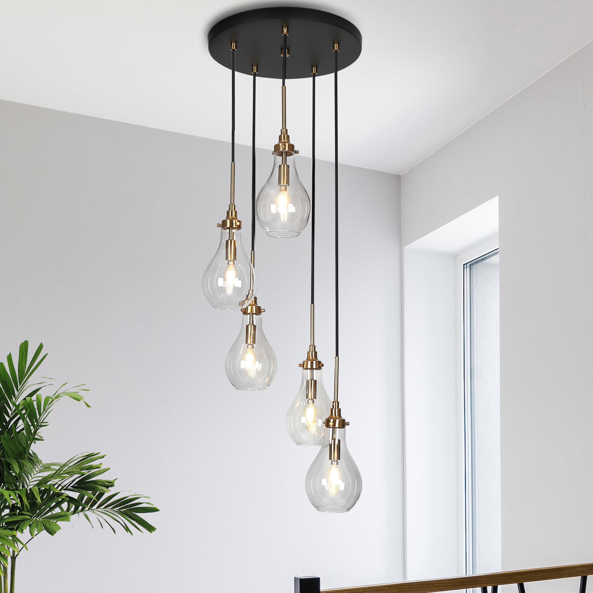 Mercer41 Hooman 5 Light Cluster Teardrop Pendant Wayfair