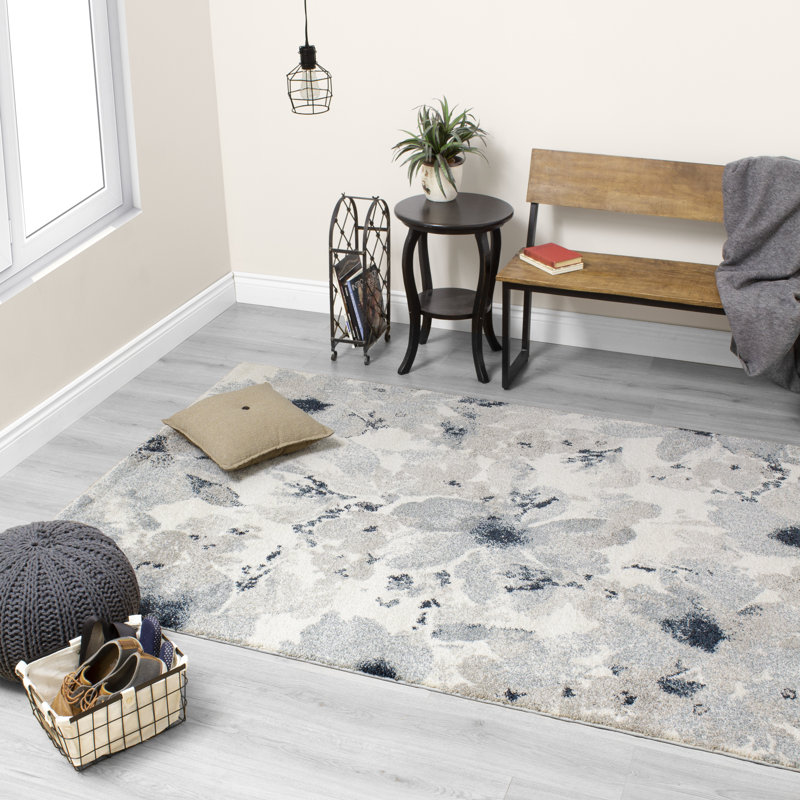 World Menagerie Mckenzie Floral Gray Cream Blue Area Rug Reviews Wayfair