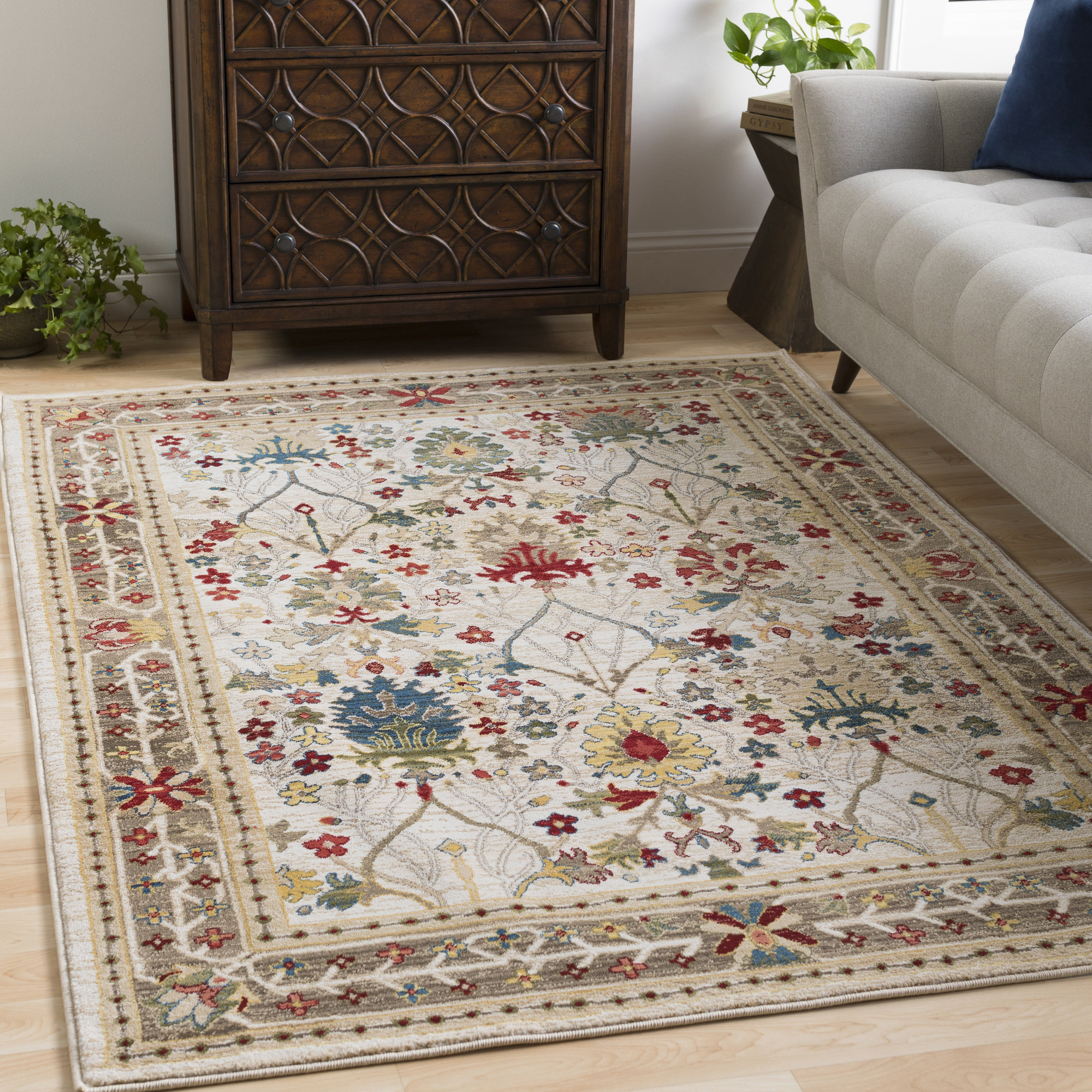 Arbouet Traditional Fl Dark Red Cream Area Rug Reviews Arbouet Traditional Fl Dark Red