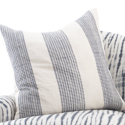 Cotton Euro Sham With Insert Imagine Home Color Cobalt Natural Stripe