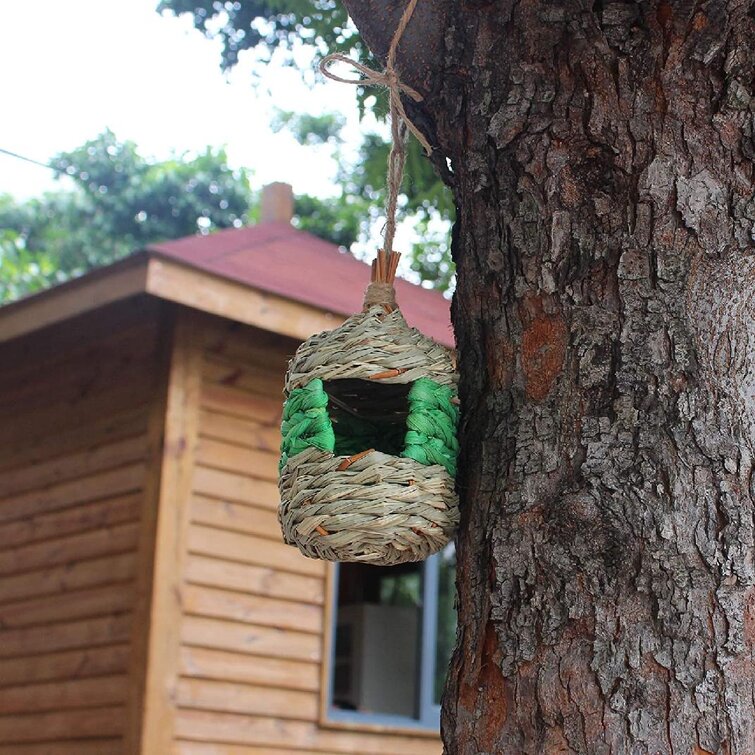 Natural Birdhouse Wooden Bird Friendly Houses for Outdoors Tree Hanging 2Pcs