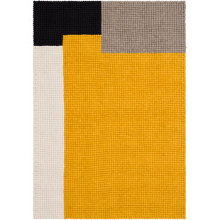 Yellow And Grey Wayfair Co Uk Cube Handmade Yellow Black Grey Rug