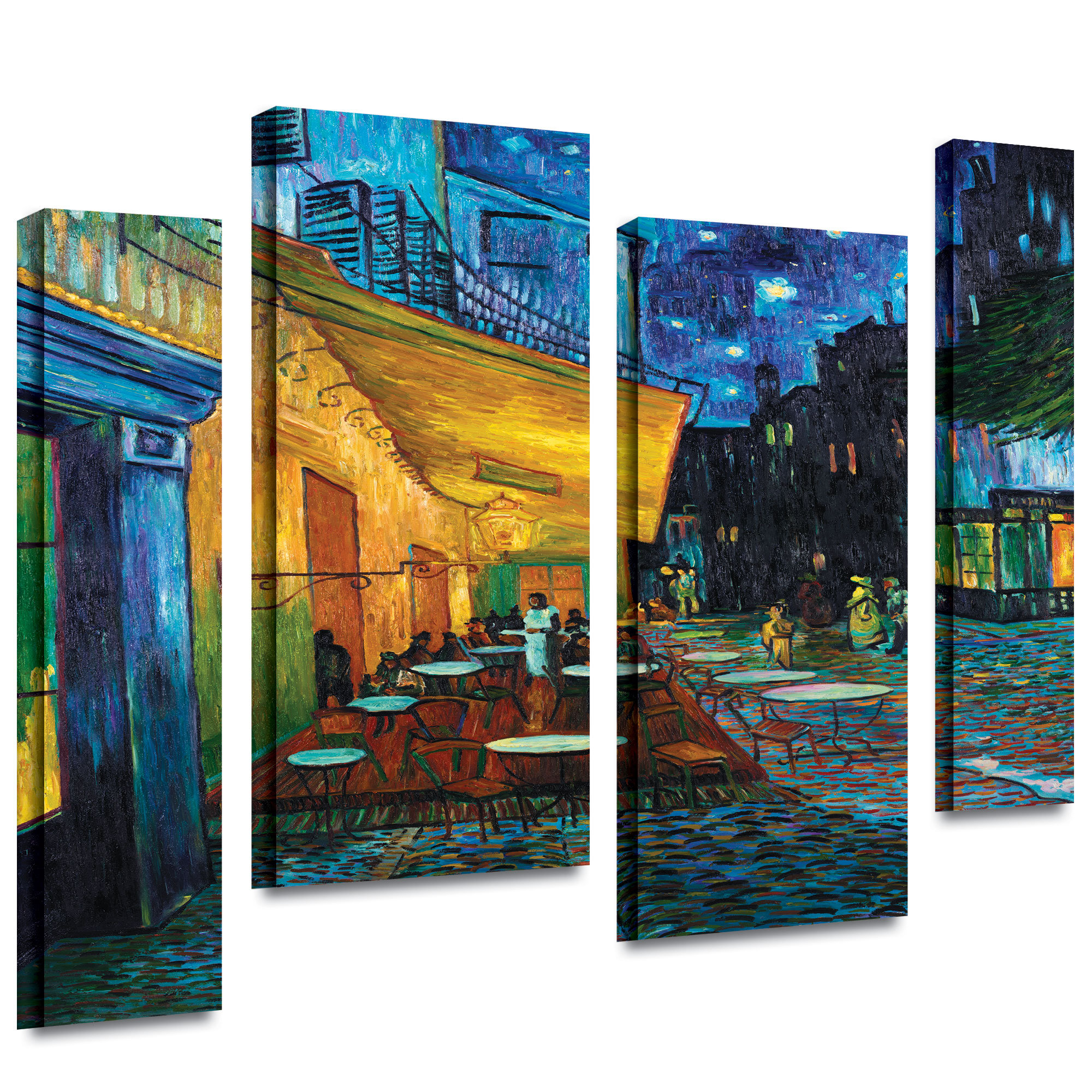 Vault W Artwork Cafe Terrace At Night By Vincent Van Gogh 4 Piece Painting Print On Wrapped Canvas Set Wayfair