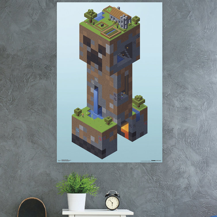 Trends International Minecraft Creeper Village Paper Print Wayfair