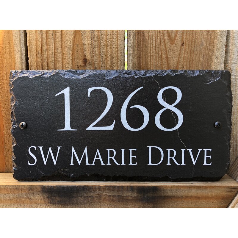 address number Deep Engraved Slate sign plaque House Names personalised custom