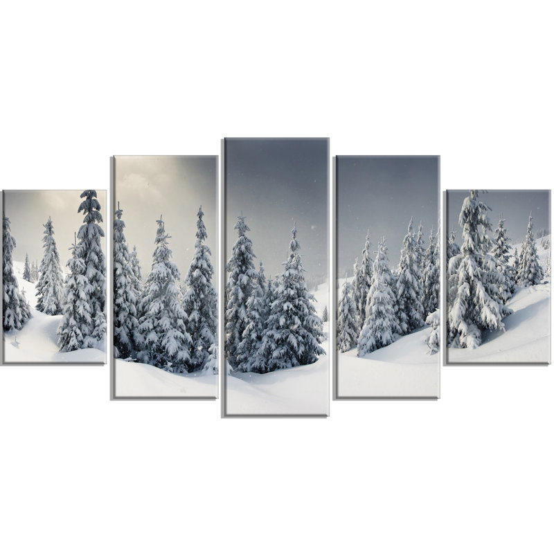 Millwood Pines Winter Landscape 5 Piece Wall Art On Wrapped