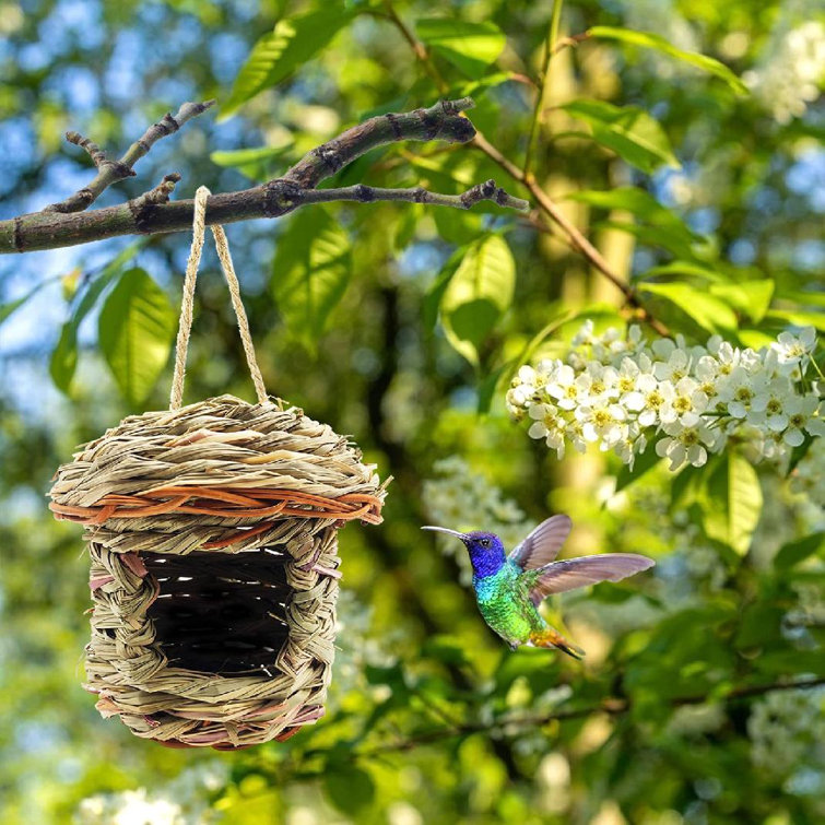 Natural Grass Hand Woven Bird Nest Hut for Finch & Canary Pack of 2 