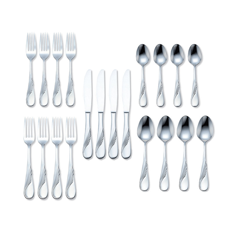 Mercer41 Knowle 20 Piece 18 10 Stainless Steel Flatware Set Service For 4 Wayfair