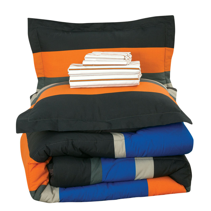Ebern Designs Orrville Rugby Stripe School Spirit Bed In A Bag Ebern Designs Orrville Rugby Stripe