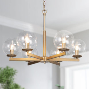 antique brass and glass globe 5 light alessa chandelier