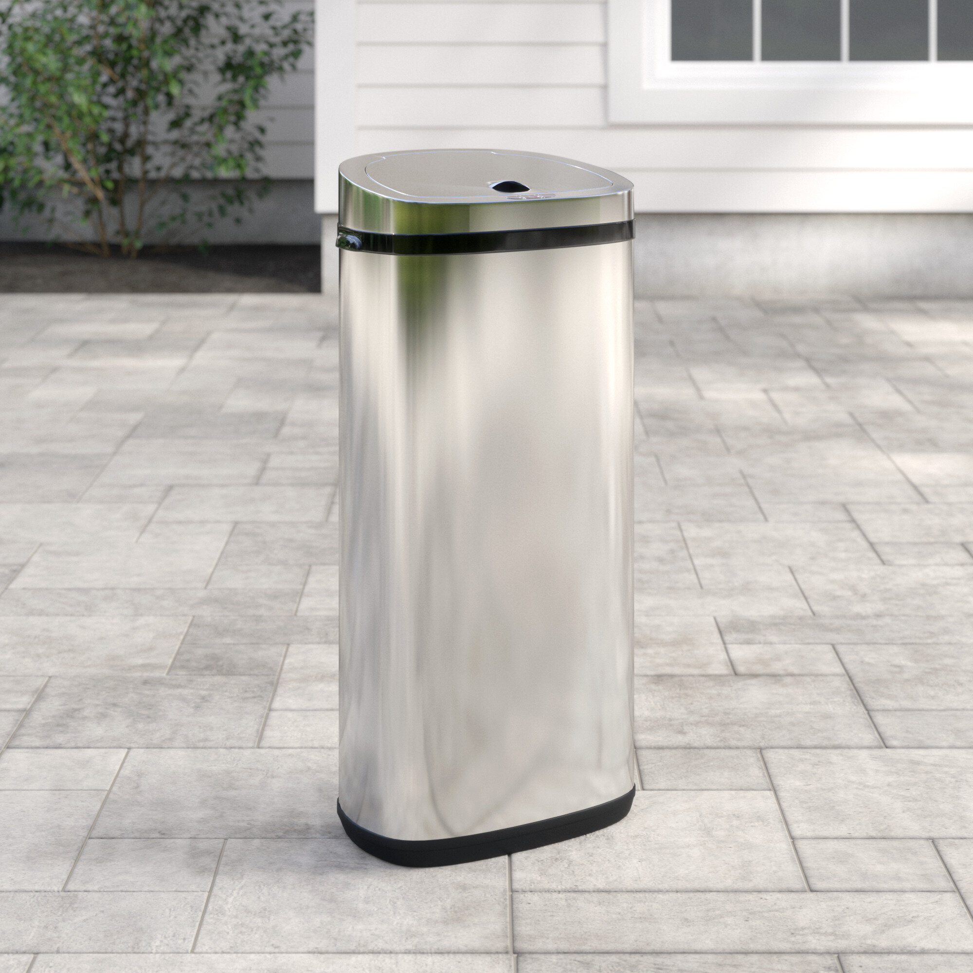 Dihl 50L Stainless Steel Dual Twin 2 Compartment Recycling Recycle Automatic Dust Waste Sensor Bin Large Trash Can 