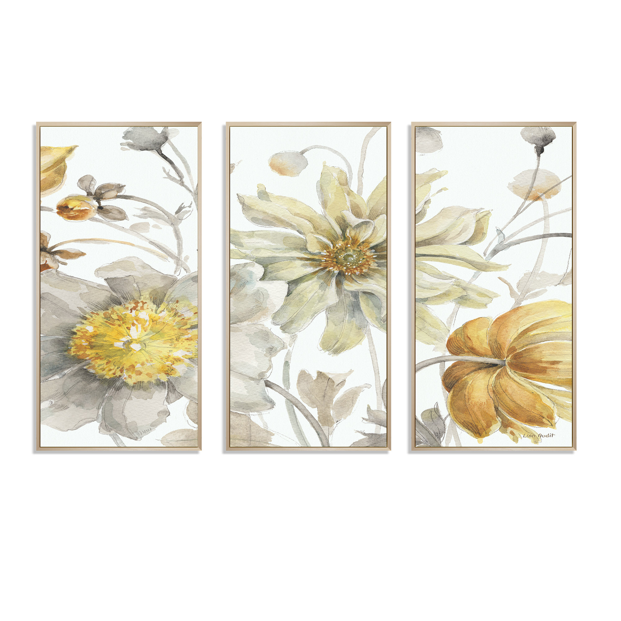 DesignArt Fields Of Gold Watercolor Flower V - 101 Piece Painting on ...