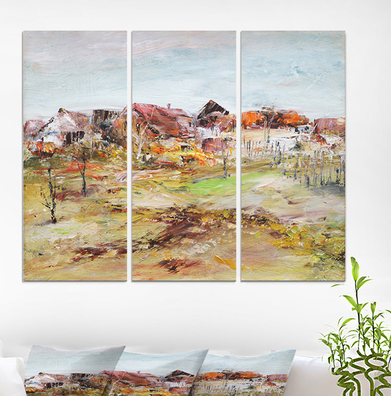 East Urban Home Village Houses Oil Painting Print Multi Piece