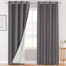 44x72, Black Keeping Your Room Cooler In The Warmer Months And Reduce Noise,One Pair. Vantextile Thermal Insulated Blackout Curtains,Block Out 98% Sunlight/Heat Gain 