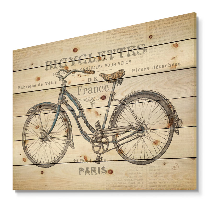 East Urban Home Vintage Transportation Paris France Bicycles Print On Wood Wayfair