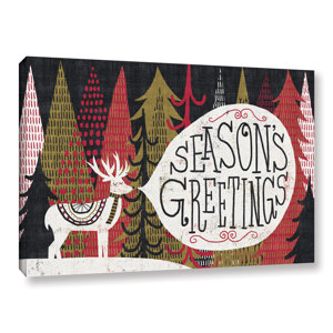 'Quirky Christmas Reindeer' by Michael Mullan Painting Print on Wrapped Canvas