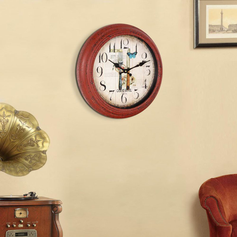 14.6" Round Fork and Knife Design Kitchen Wall Hanging Clock