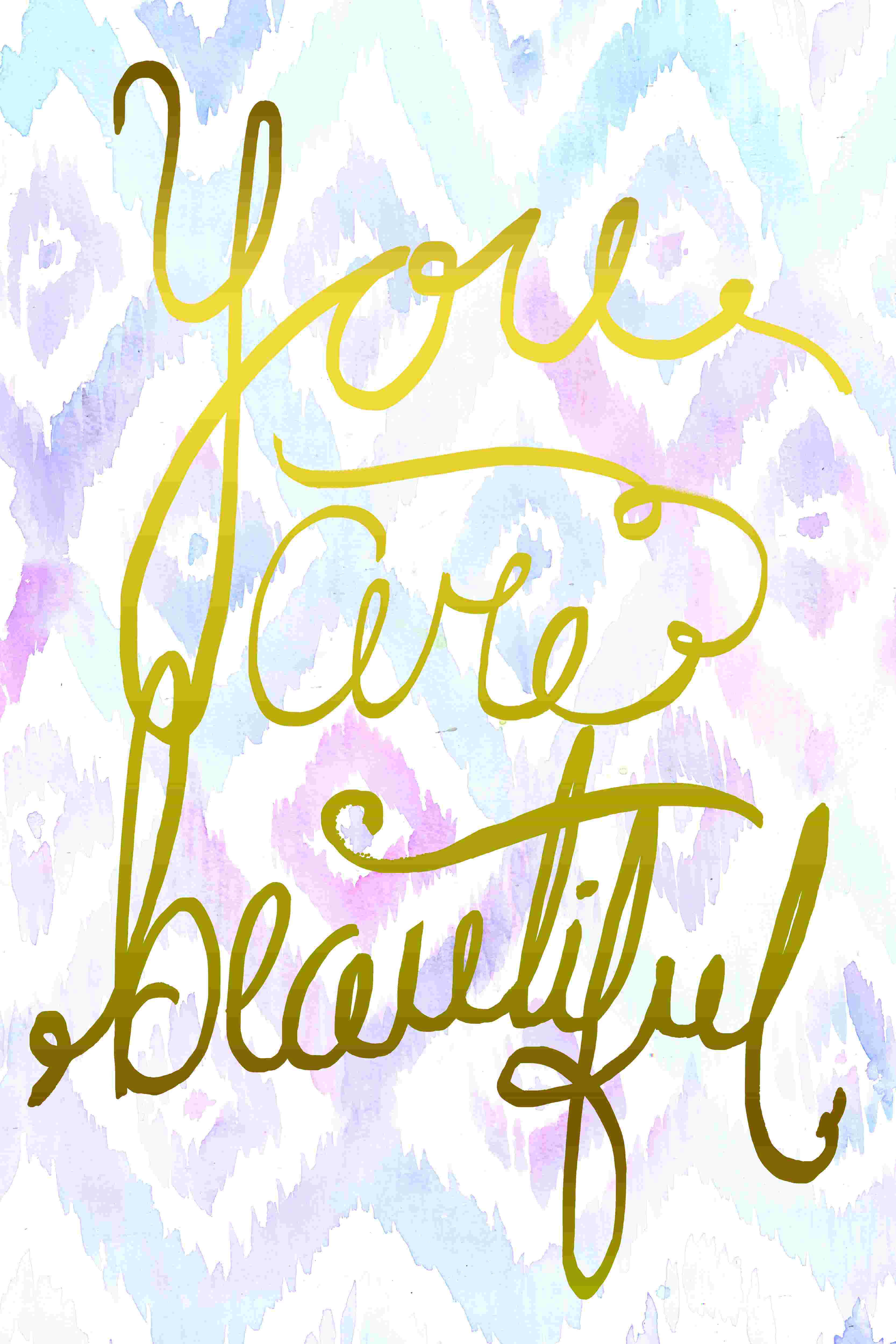 Trinx You Are Beautiful Gold Handwriting - Wrapped Canvas Textual Art ...