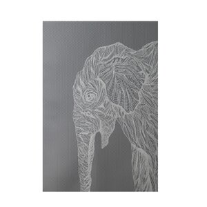 Safari Elephant Print Gray Indoor/Outdoor Area Rug