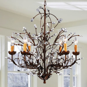 Crystal and Iron 6-Light Candle-Style Chandelier