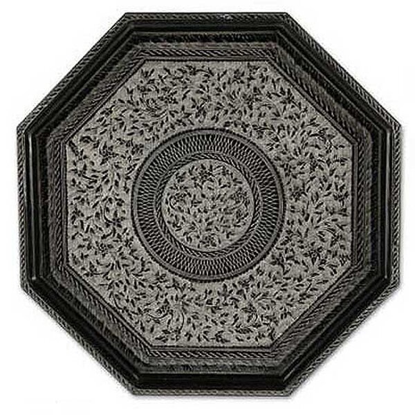 Dakota Fields Jessee Elegance Engraved Lacquered Wood Ottoman Tray | Wayfair