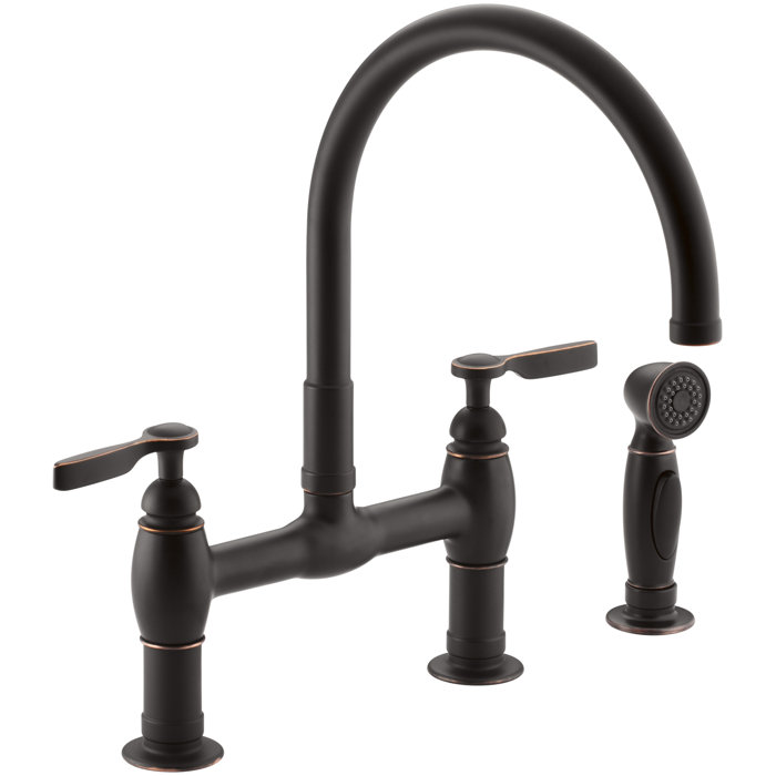 Kohler Parq Pull Down Touch Bridge Faucet With Side Spray And