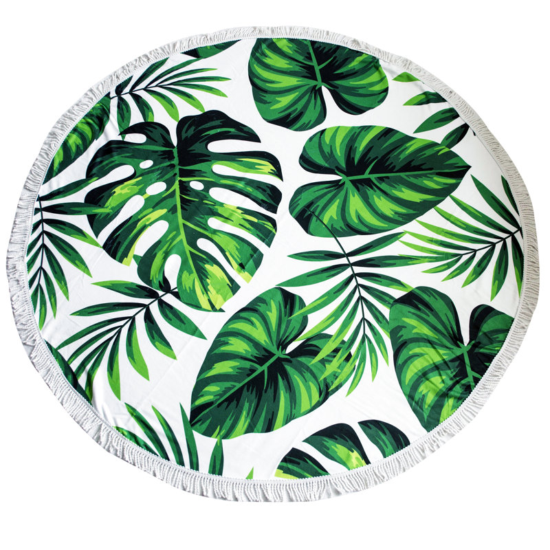 Ruff Palm Leaves Round Beach Towel