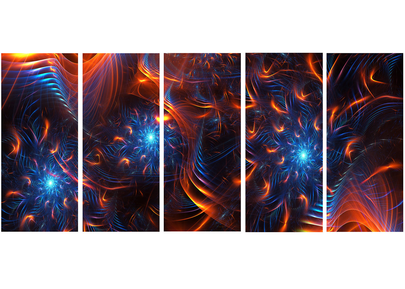 Designart Fire And Ice 5 Piece Graphic Art On Wrapped Canvas Set Wayfair