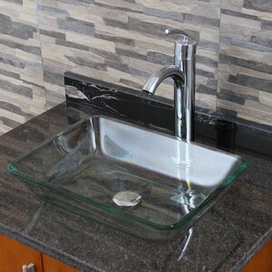 Elite Glass Rectangular Vessel Bathroom Sink