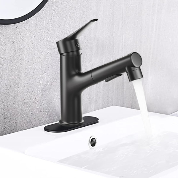 Black Kitchen/Bathroom Sink Pull Out Spout Basin Mixer Faucet Single Hole Taps 