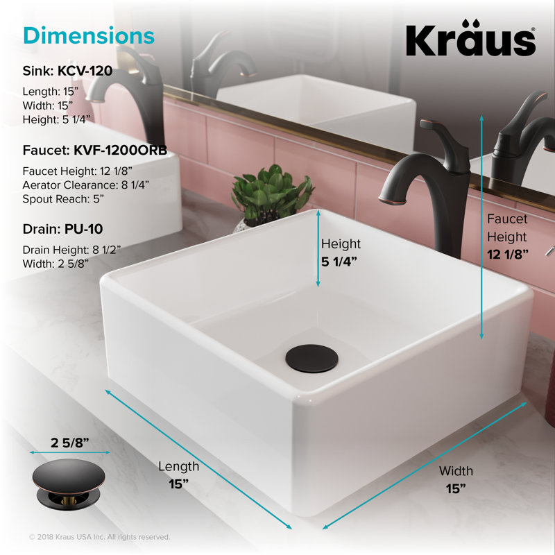Kraus Thin Ceramics Square Vessel Bathroom Sink With Faucet Reviews