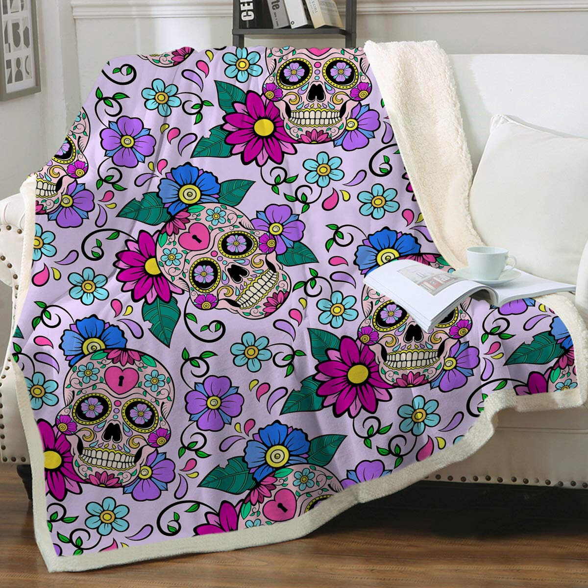50x60 Inches Sofa Soft Flannel Fuzzy Blanket Wing Sugar Skull Fleece Throw Blankets Bed Throw Blanket for Couch Warm Blankets for Winter 