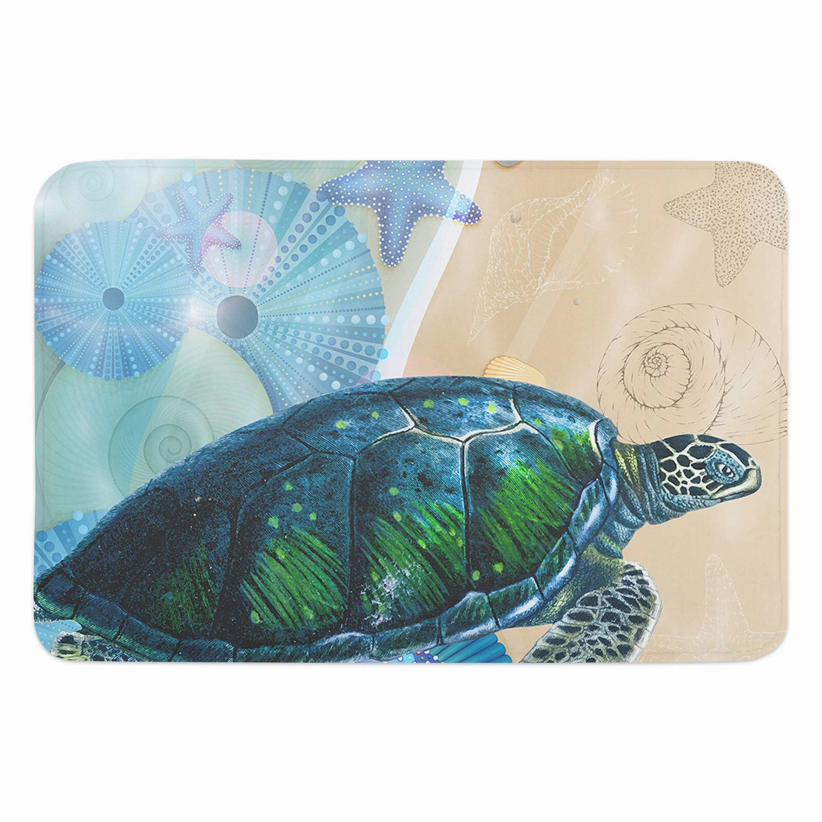Indoor NonSlip Backing Nautical Sea Turquoise Turtle Door Mat Bathroom Carpet 