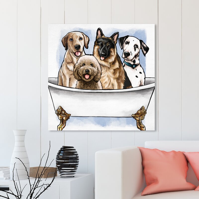 Dogs and Puppies Big Dogs in the Tub - Graphic Art Print