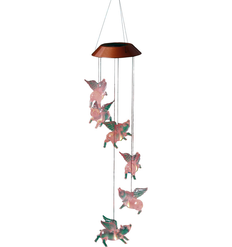 Evergreen Flag Garden When Pigs Fly Solar Mobile Wind Chime