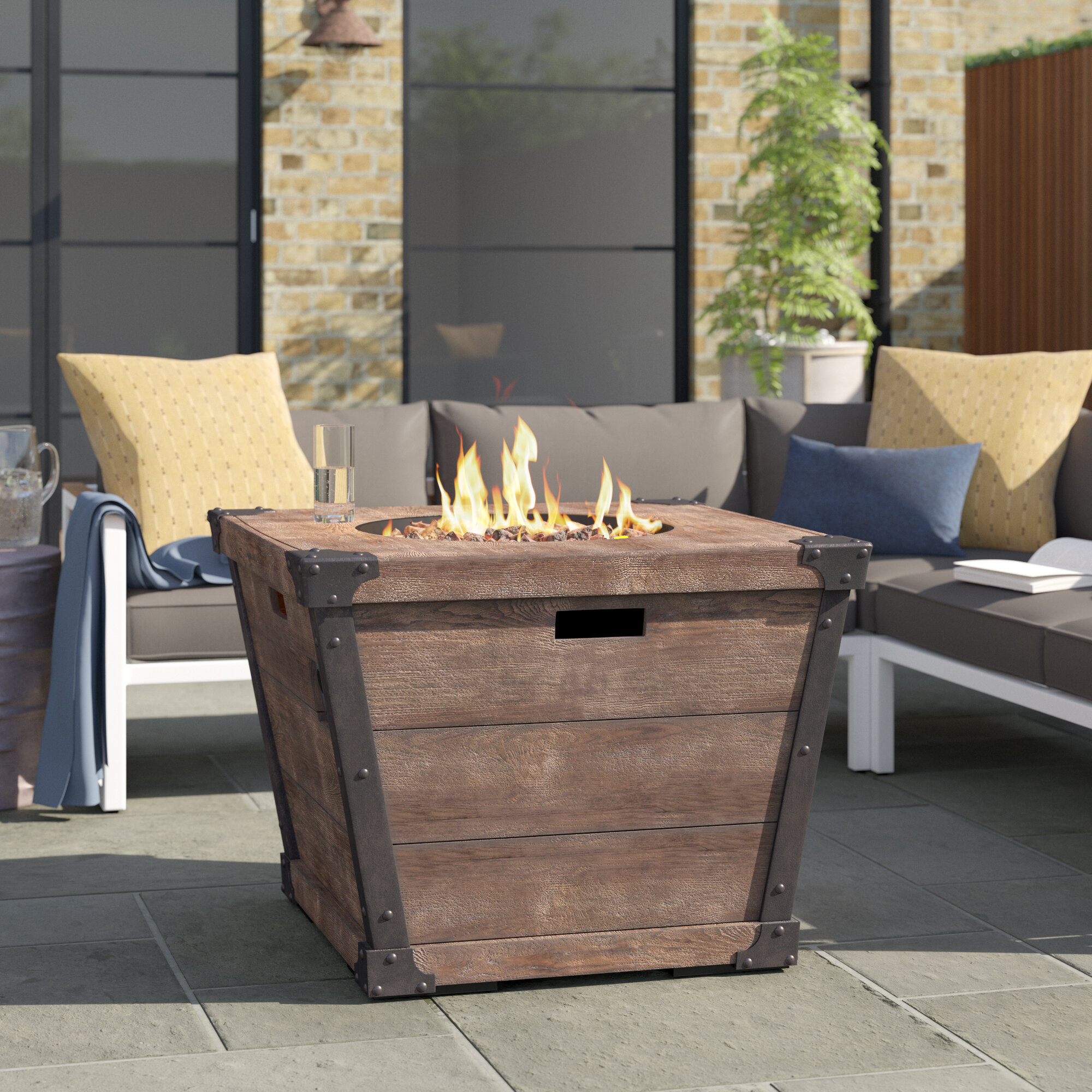 17 Stories Coomes 23 75 H X 32 W Concrete Propane Outdoor Fire Pit Table Reviews Wayfair