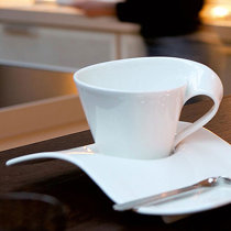 Pair PRO COOK 300ml White Bone China Purple Striped Cappuccino Cups & Saucer Set Pair PRO COOK 300ml White Bone China Purple Striped Cappuccino Cups & Saucer Set