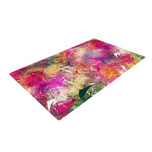 Danny Ivan Splash Rainbow Abstract Pink/Red Area Rug