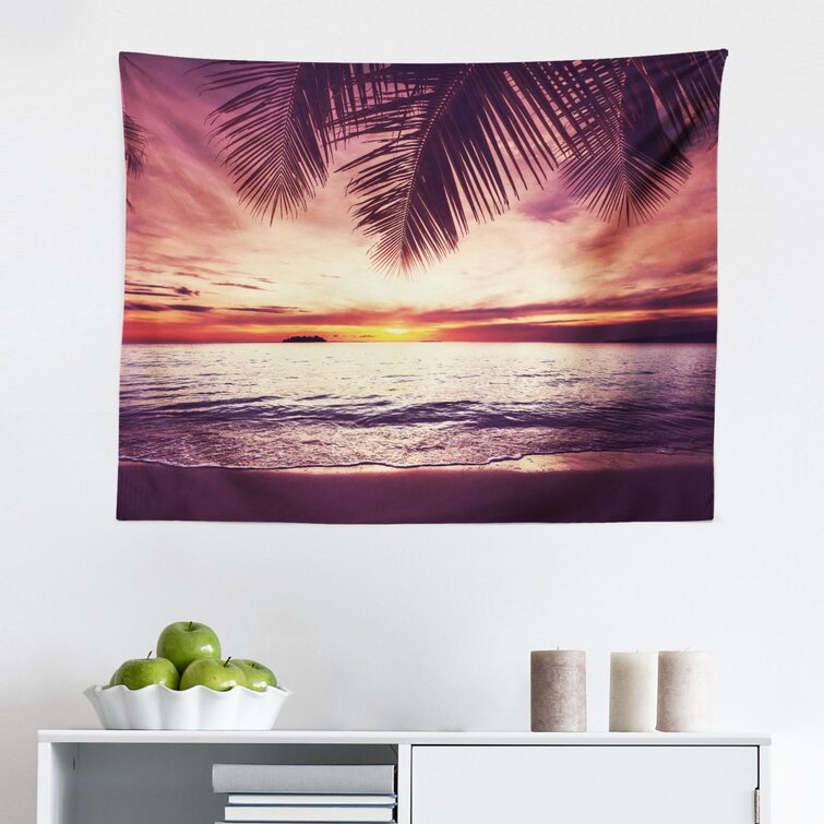 Sunset Beach Palm Tree Sea Wave Tapestry Wall Hanging Living Room Bedroom Dorm 