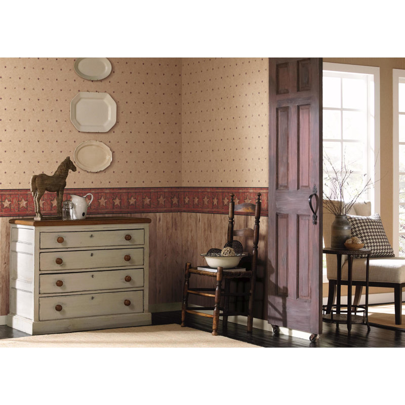 York Wallcoverings Country Keepsakes Barn Star Sidewall 33 X 20 5