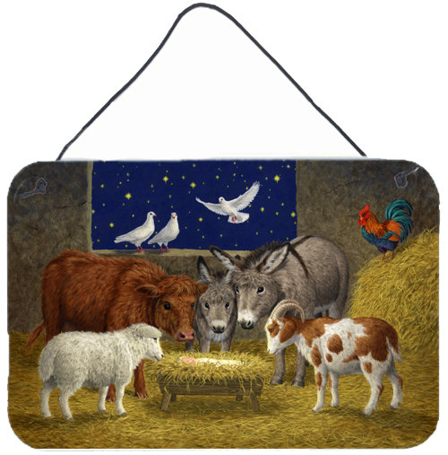 Caroline S Treasures Animals At Crib Nativity Christmas Scene By Sarah Adams Painting Print Plaque Wayfair